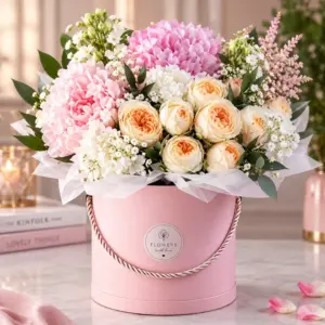 Elegant Pink Flower Bouquet Box
