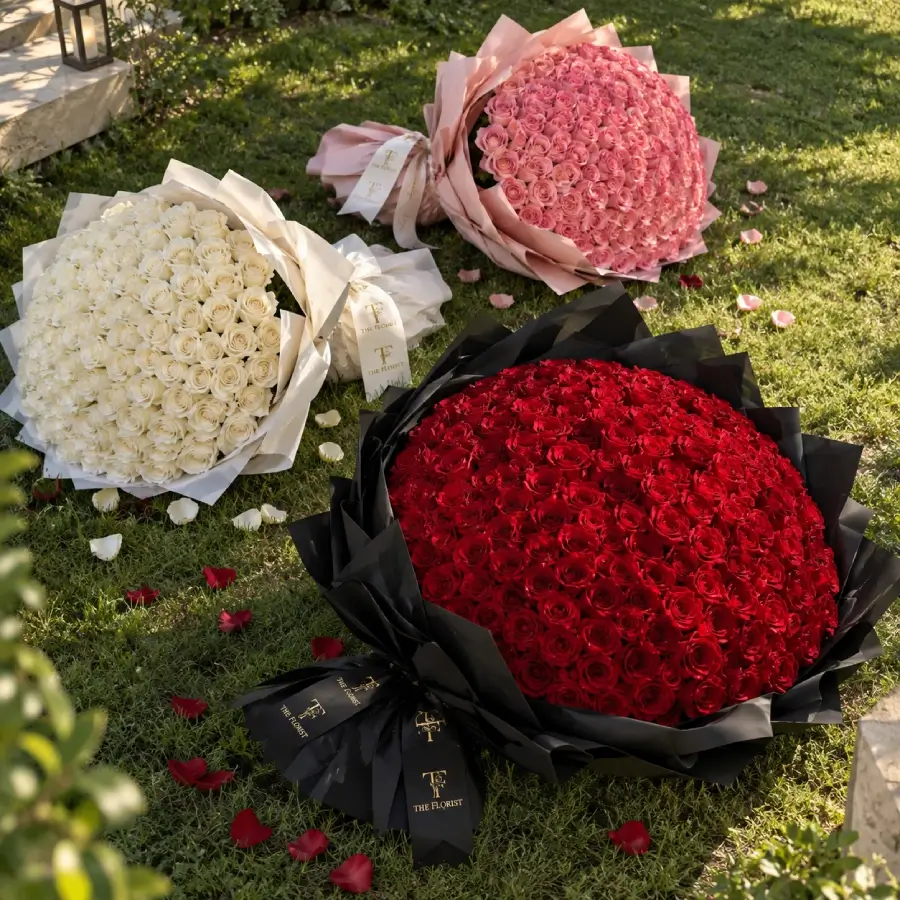 Red Rose with Teddy Bear /100 flowers