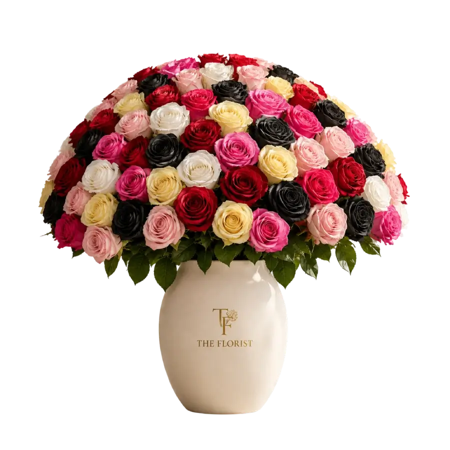 100 Mix Roses Vase