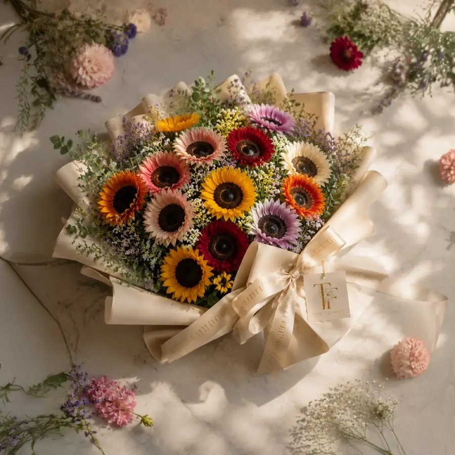 Red Rose White Wrapping /50 Flowers