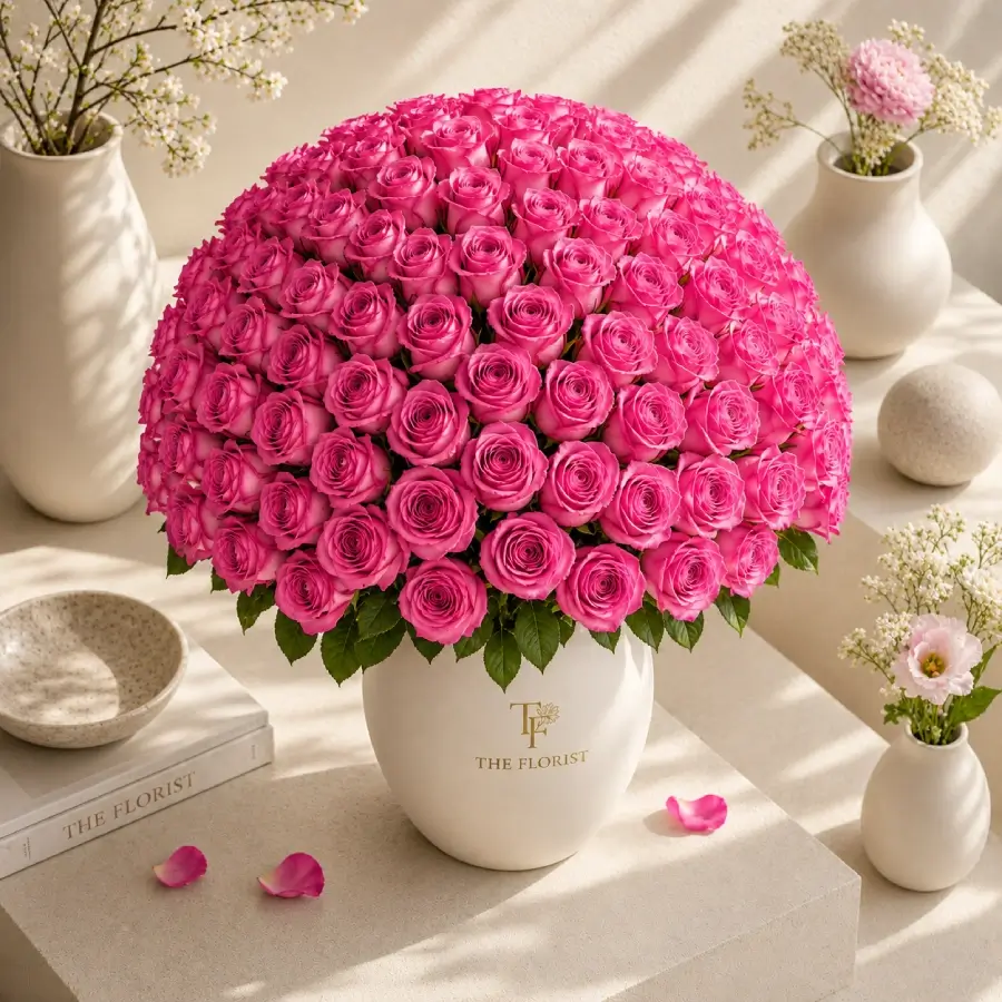 100 Mix Roses Vase